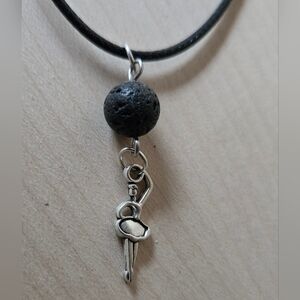 Silvertone Ballarina Pendant Necklace